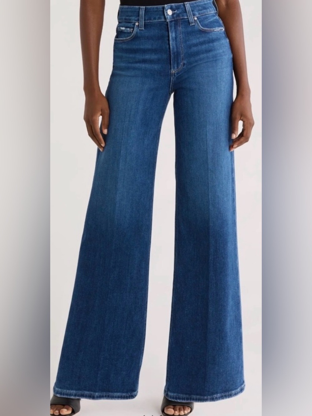 Paige Anessa 31” High Rise Wide Leg Jeans 24 Dresden Medium Blue Classic Chic